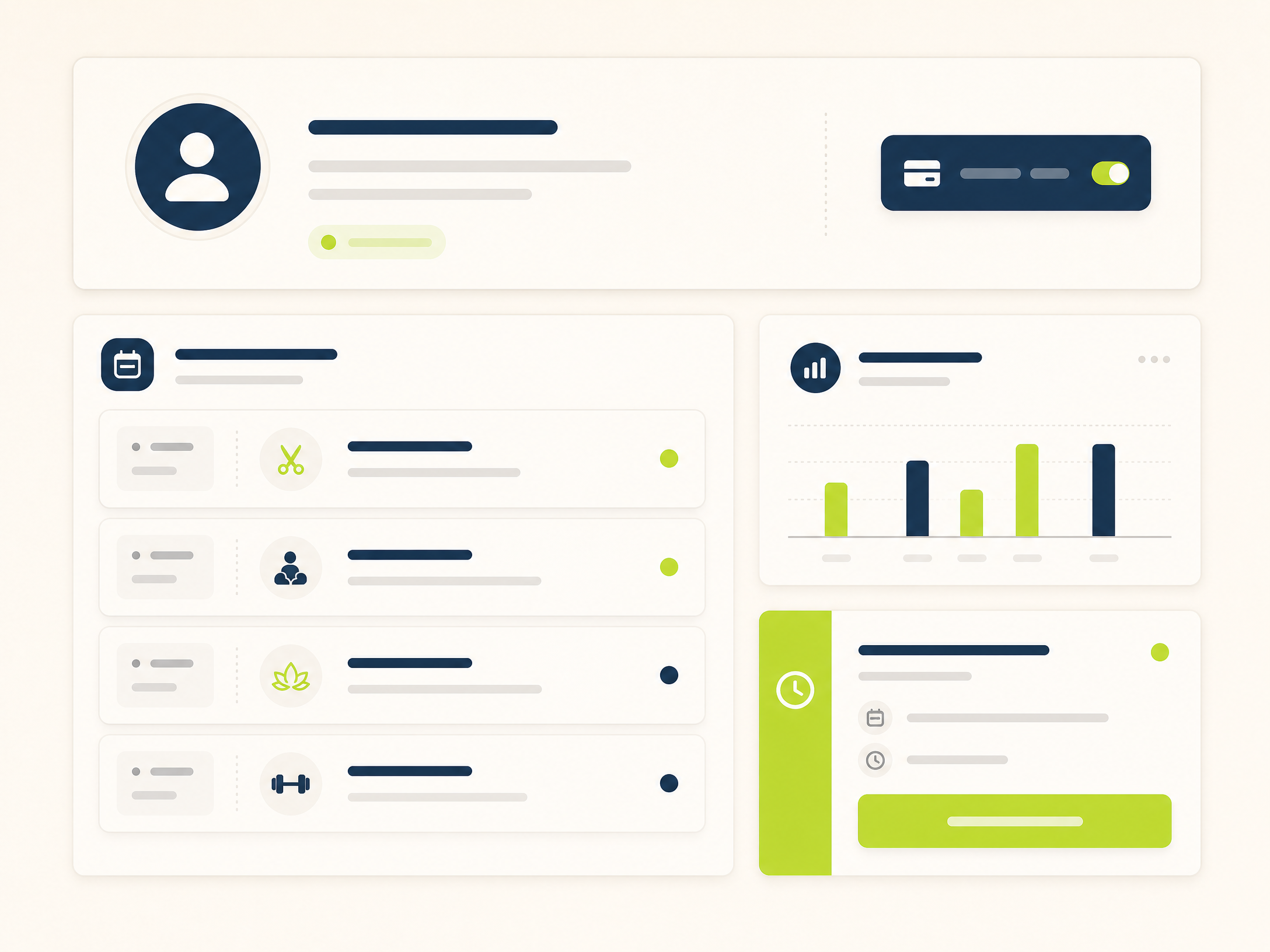 The customer-facing booking path: service selection, availability and confirmation on one responsive surface.